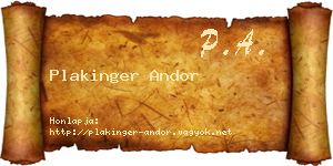 Plakinger Andor névjegykártya